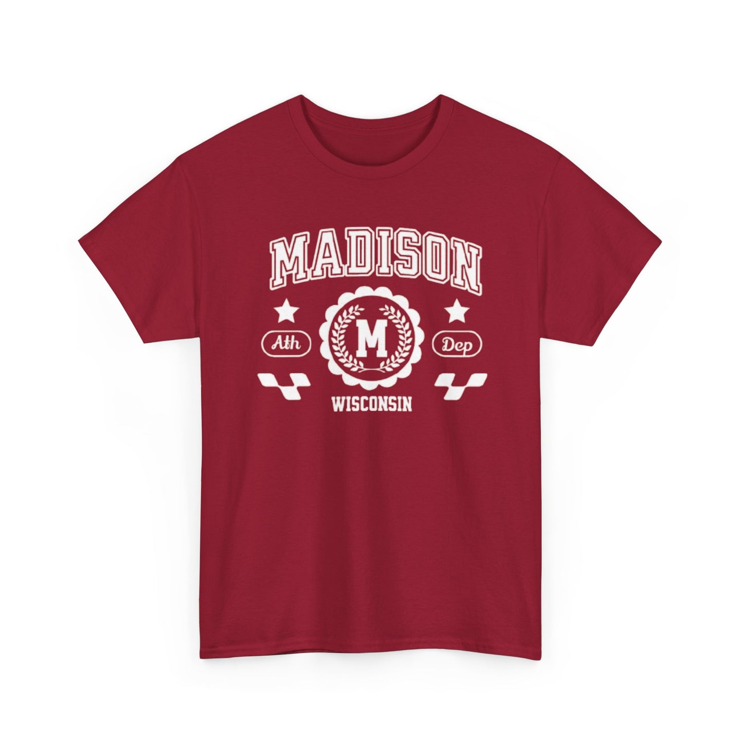 WI Vintage Athletic Sports Design Cotton Tee Madison Wisconsin T-Shirt