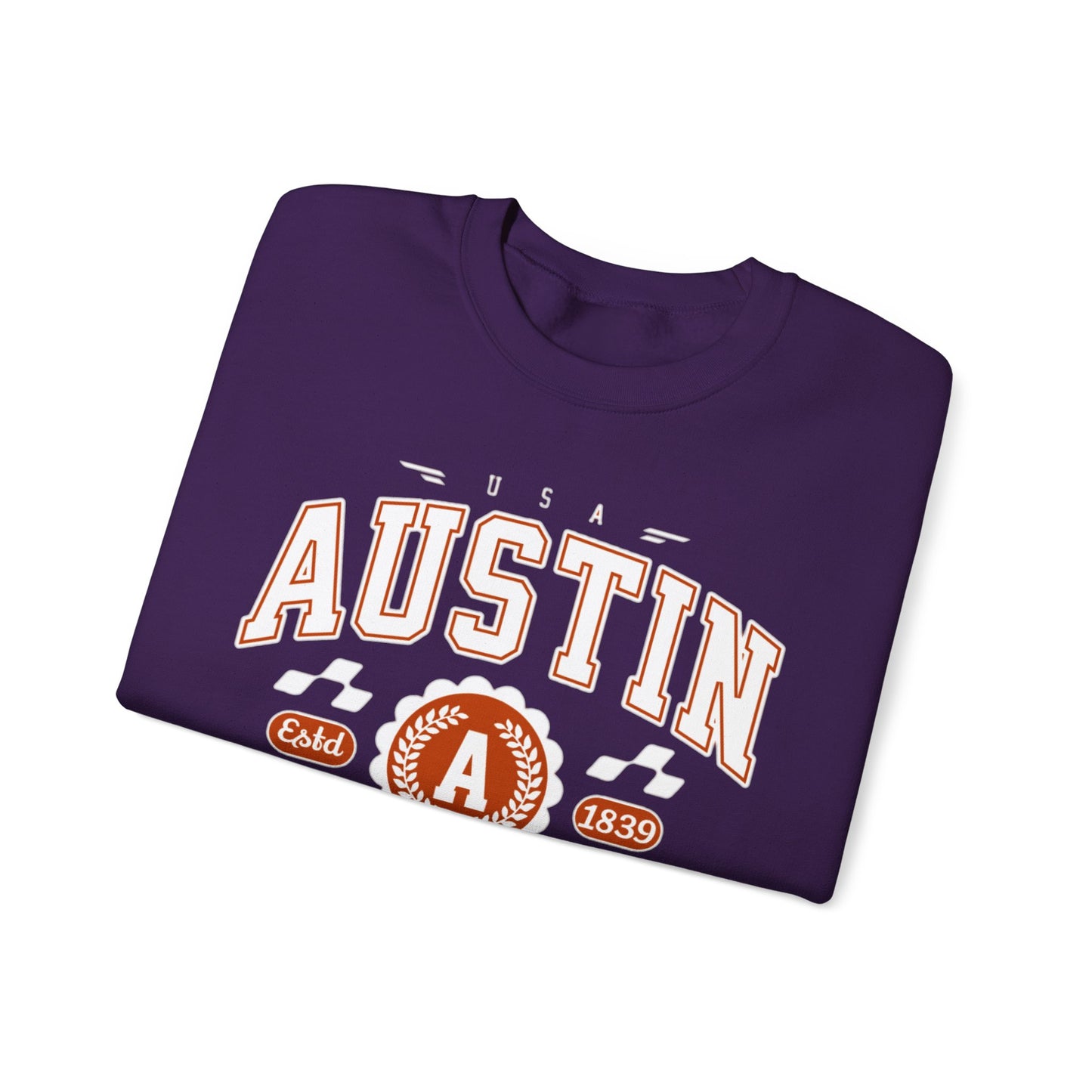 East 1839 Austin Texas TX Vintage Athletic Sports Design Pullover Crewneck Sweatshirt
