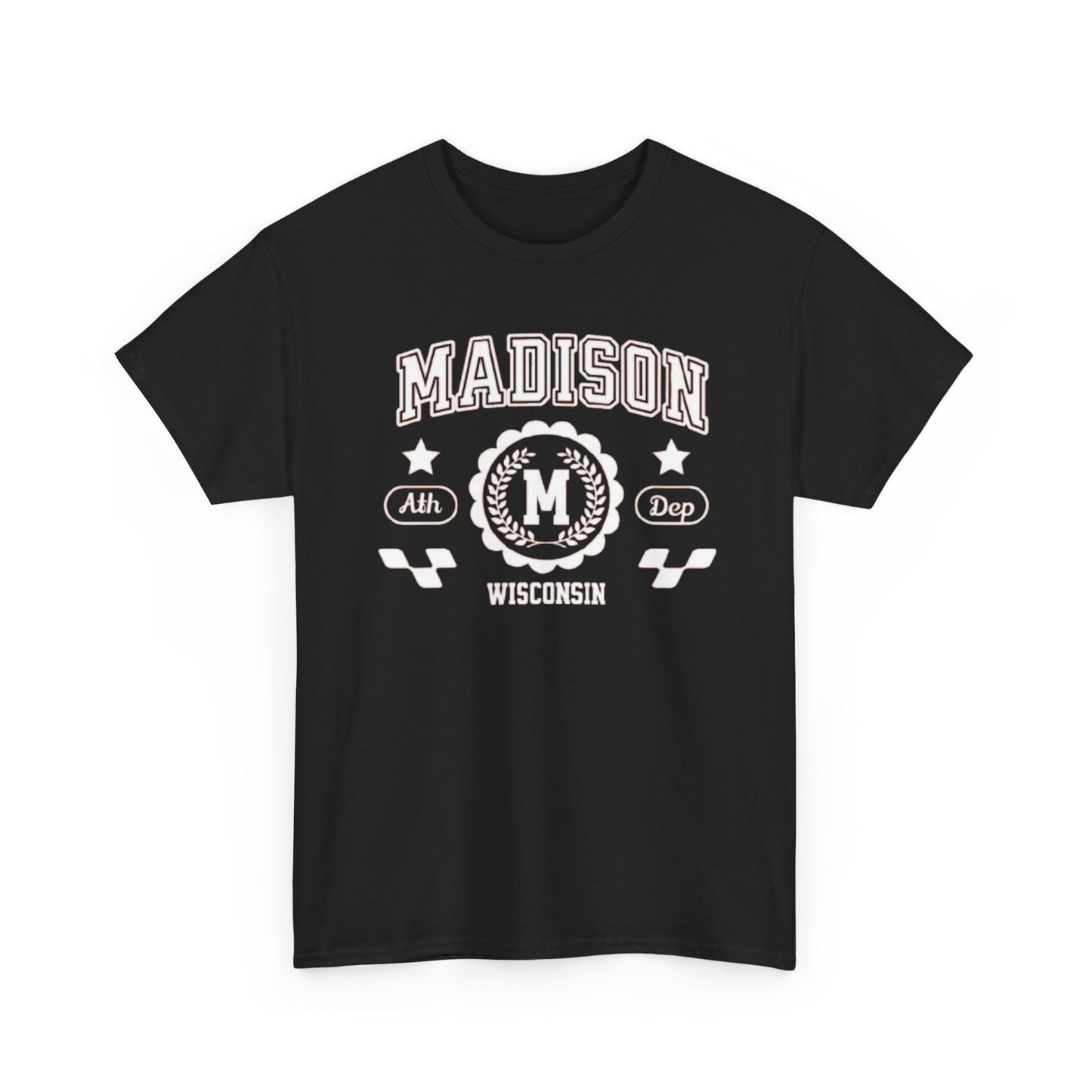 WI Vintage Athletic Sports Design Cotton Tee Madison Wisconsin T-Shirt