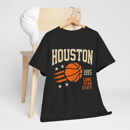 Houston Basketball Vintage Unisex Heavy Cotton Tee, Sports T-Shirt, Gift for Him, College Gear, Retro Style, Casual Wear