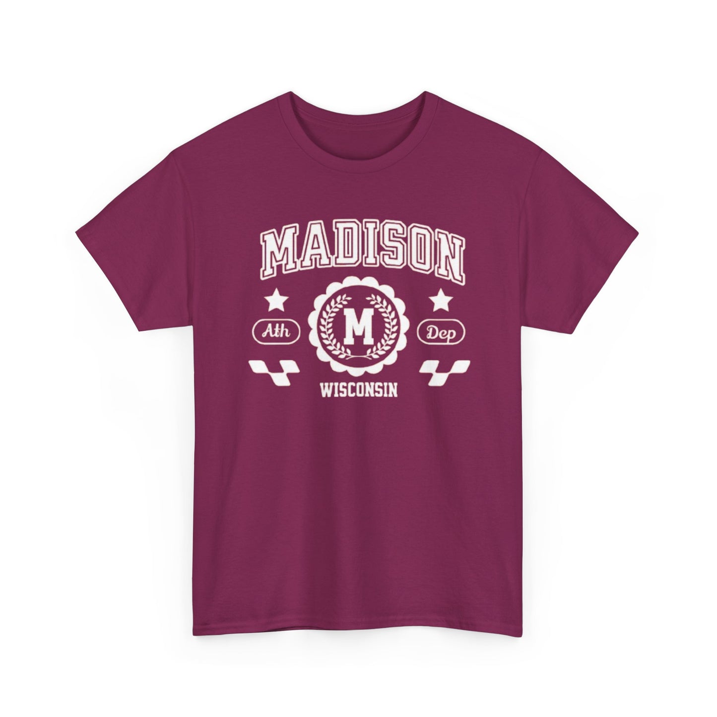 WI Vintage Athletic Sports Design Cotton Tee Madison Wisconsin T-Shirt