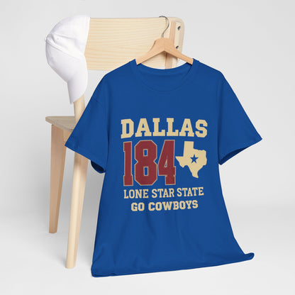 Dallas Cowboys Heavy Cotton Tee, Unisex T-Shirt, Sports Fan Shirt, Texas Gift, Lone Star State Apparel, Team Spirit Wear