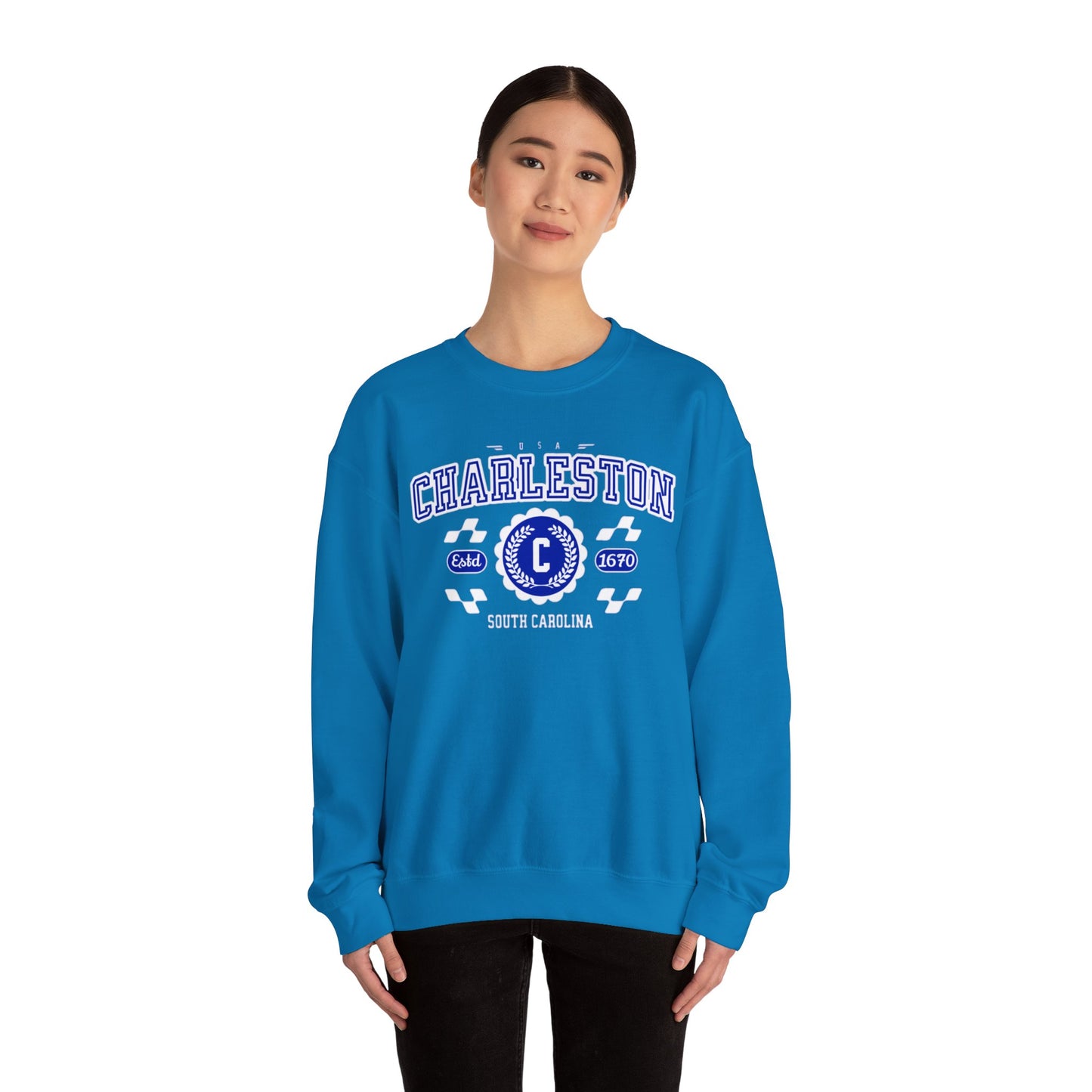 Vintage Charleston South Carolina SC Athletic Sports Design Crewneck Sweatshirt