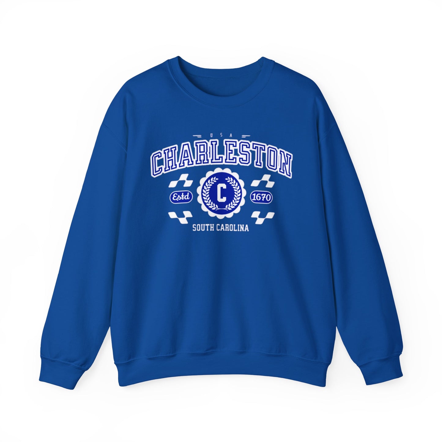 Vintage Charleston South Carolina SC Athletic Sports Design Crewneck Sweatshirt