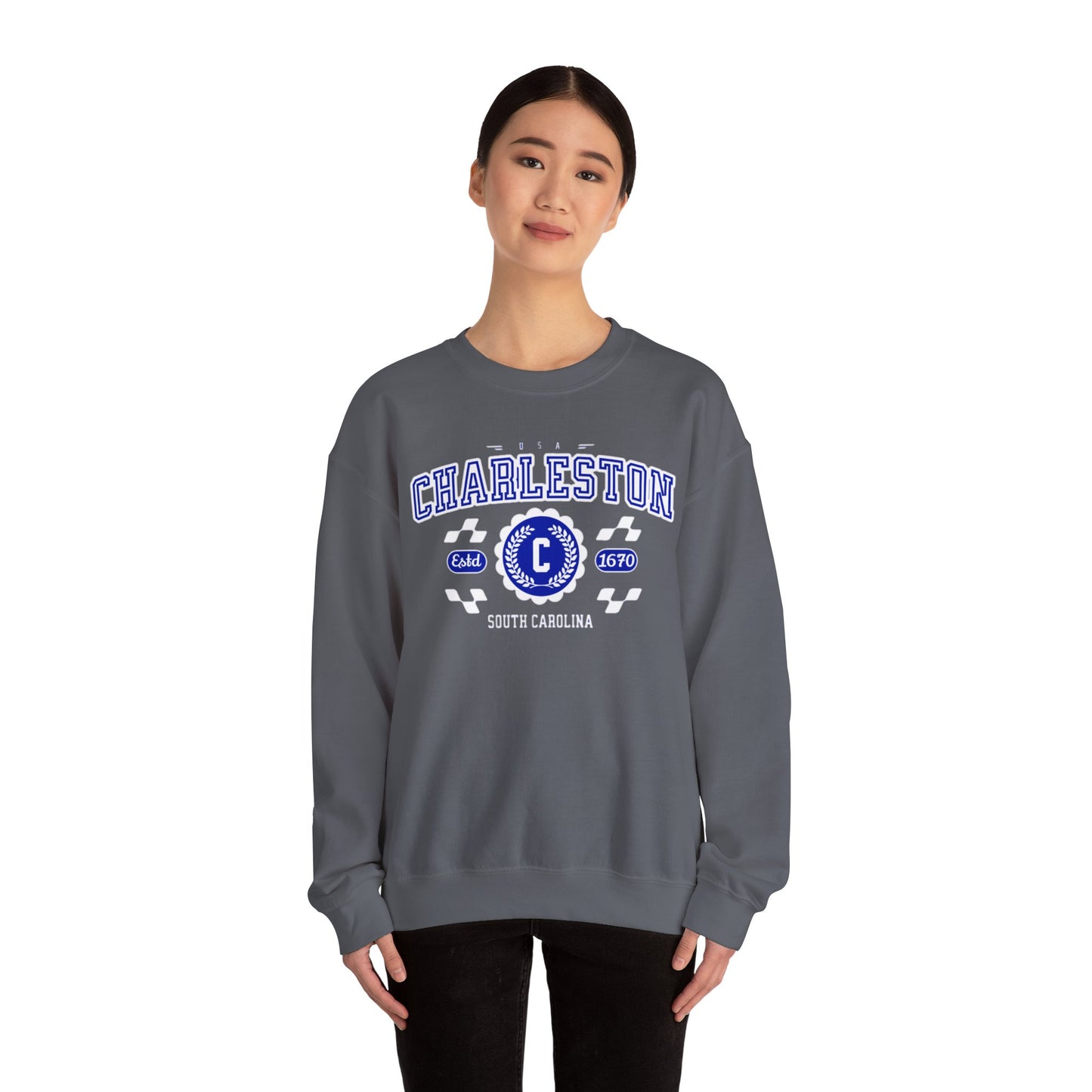 Vintage Charleston South Carolina SC Athletic Sports Design Crewneck Sweatshirt