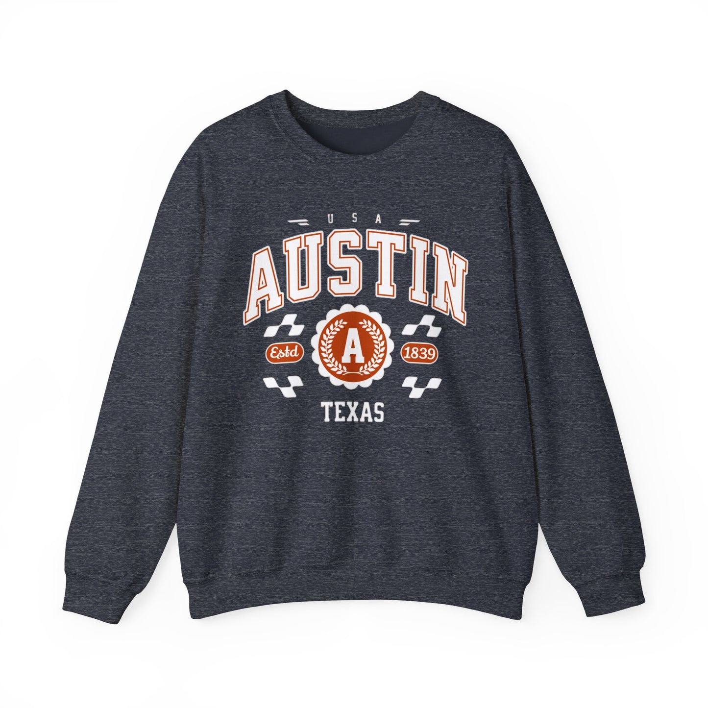 East 1839 Austin Texas TX Vintage Athletic Sports Design Pullover Crewneck Sweatshirt