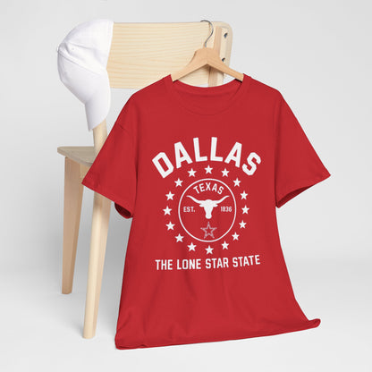 Dallas Lone Star Tee, Unisex Cotton Shirt, Texas Pride T-Shirt, Casual Wear for Festivals, Perfect Gift for Texans