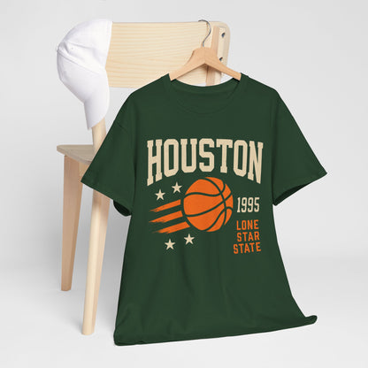 Houston Basketball Vintage Unisex Heavy Cotton Tee, Sports T-Shirt, Gift for Him, College Gear, Retro Style, Casual Wear