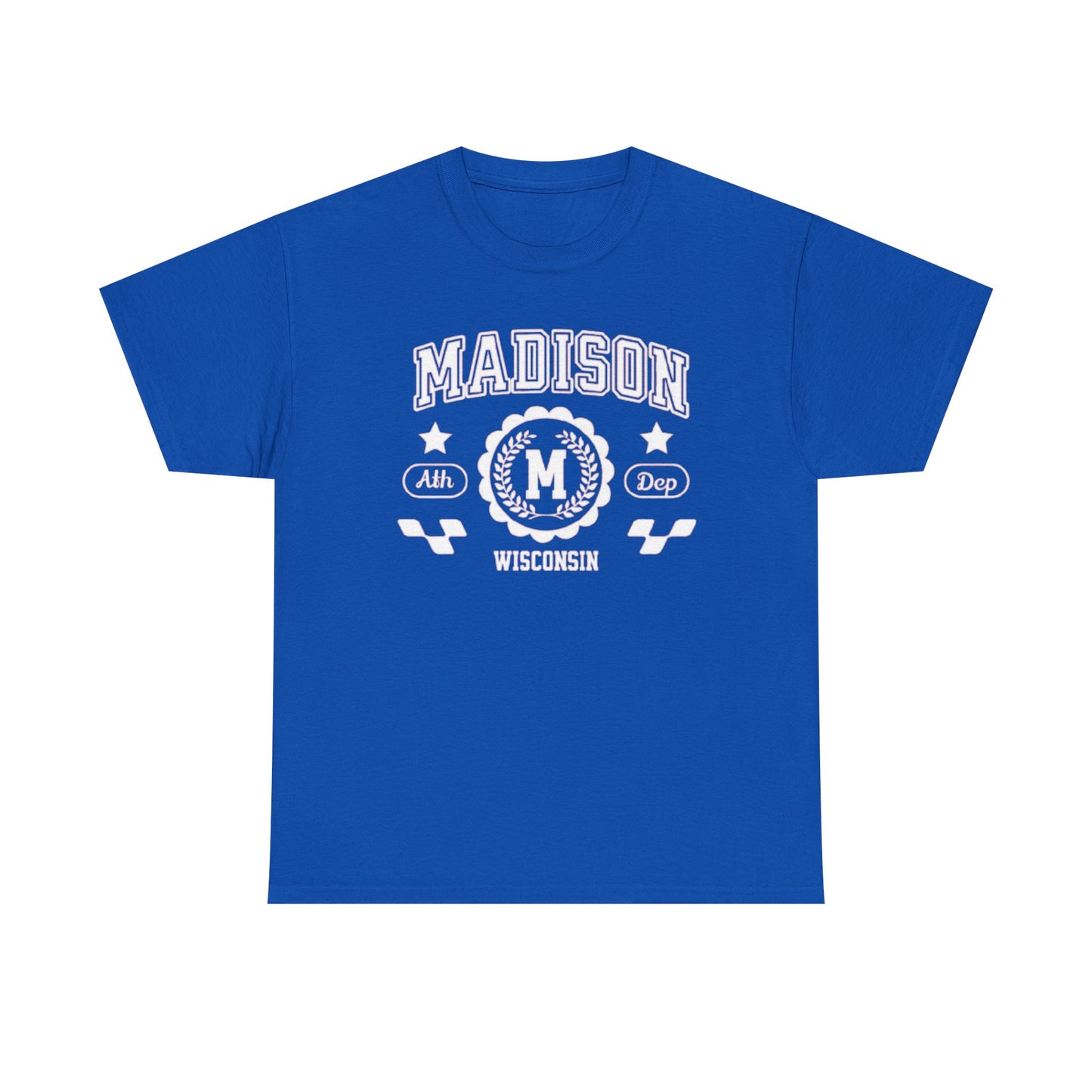 WI Vintage Athletic Sports Design Cotton Tee Madison Wisconsin T-Shirt