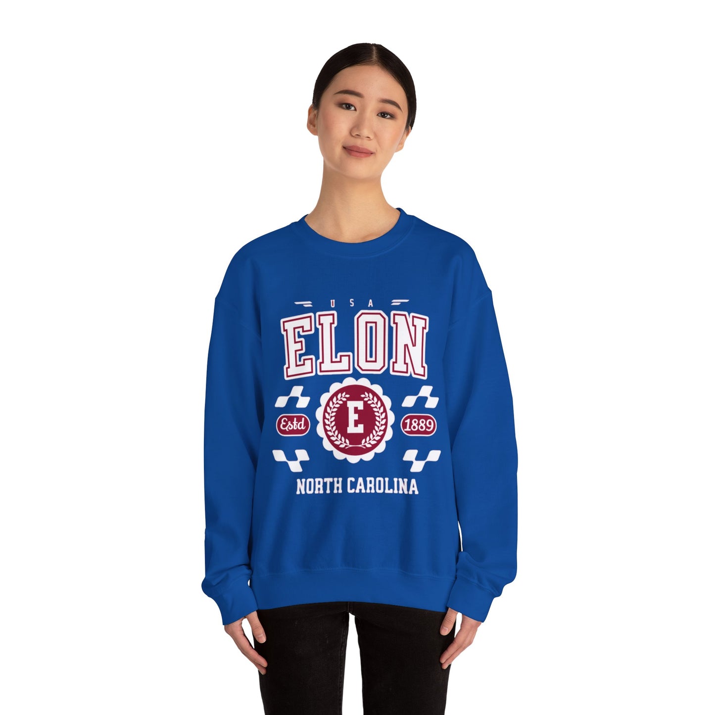 Vintage Elon North Carolina NC Athletic Sports Design varsity pullover sweater Crewneck Sweatshirt