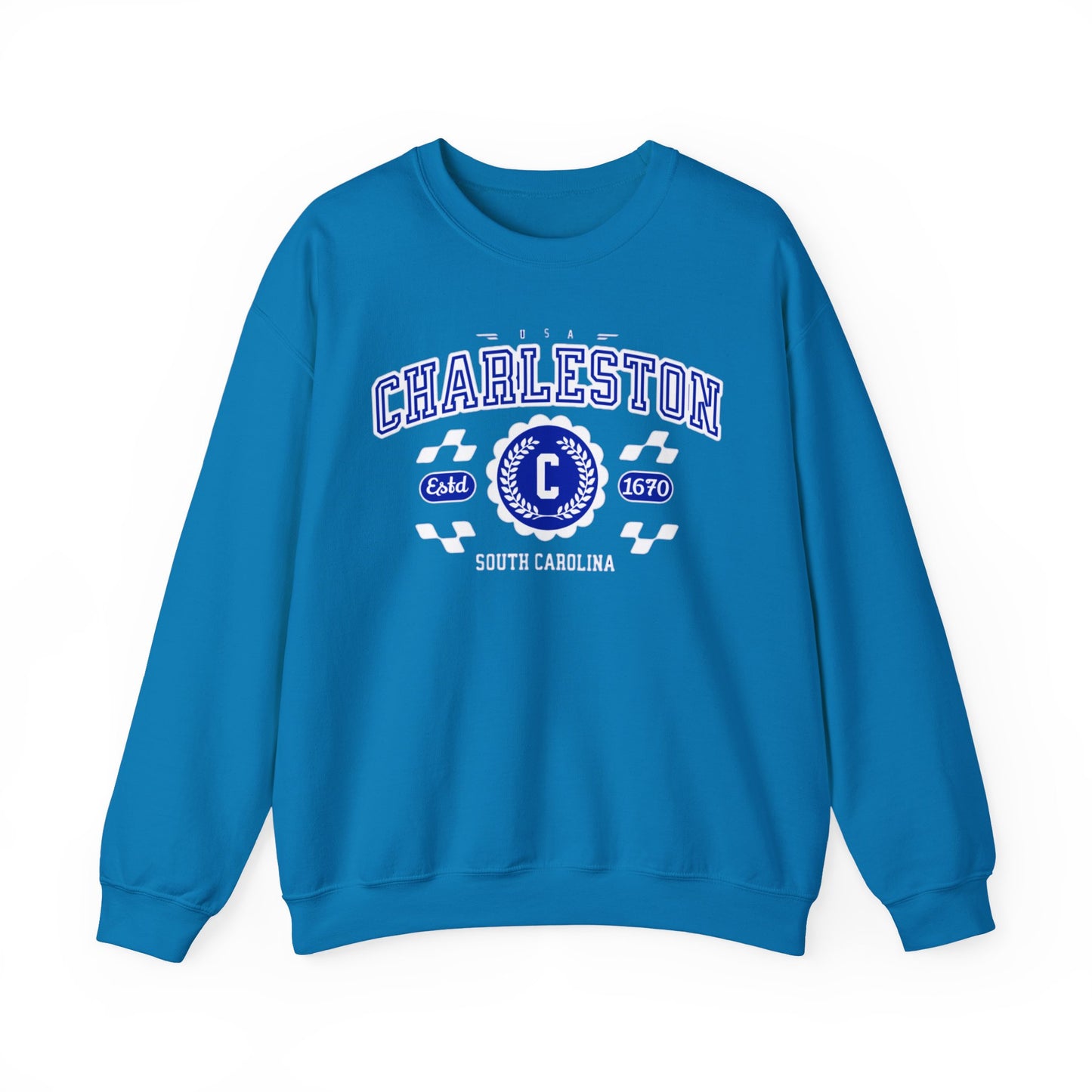 Vintage Charleston South Carolina SC Athletic Sports Design Crewneck Sweatshirt