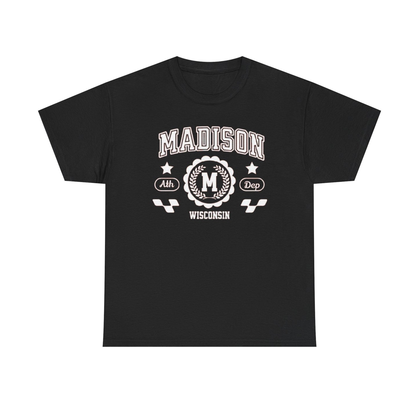 WI Vintage Athletic Sports Design Cotton Tee Madison Wisconsin T-Shirt