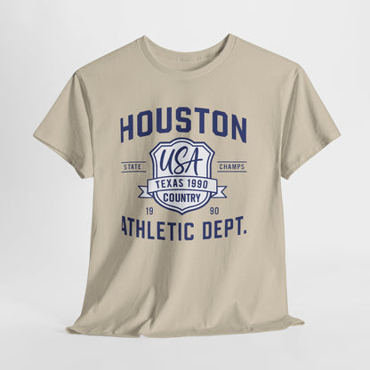 Vintage Houston Athletic Dept. Tee, Unisex Cotton Shirt, Graphic Tee, Gift for Sports Lovers, Casual Wear