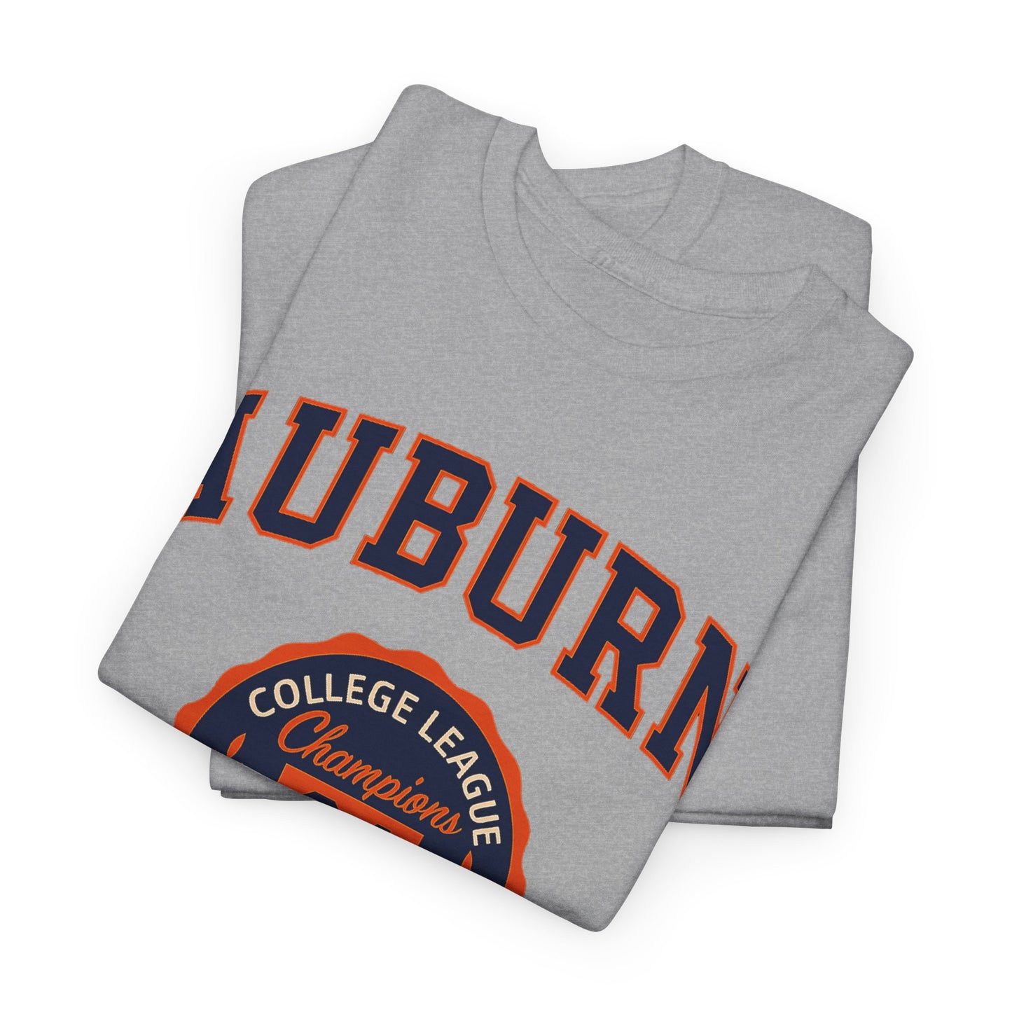 Auburn University Navy and Orange Heavy Cotton T-Shirt – College Spirit Unisex Tee for Game Day and Campus Style