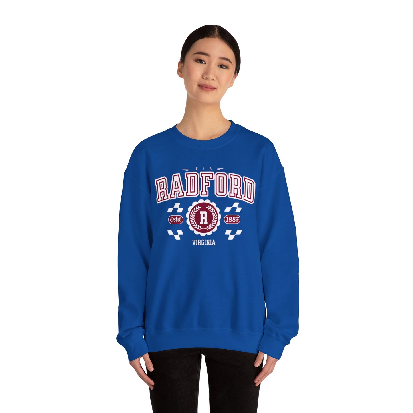 Vintage Radford Virginia VA Vintage Athletic Sports Design varsity pullover sweater  Crewneck Sweatshirt