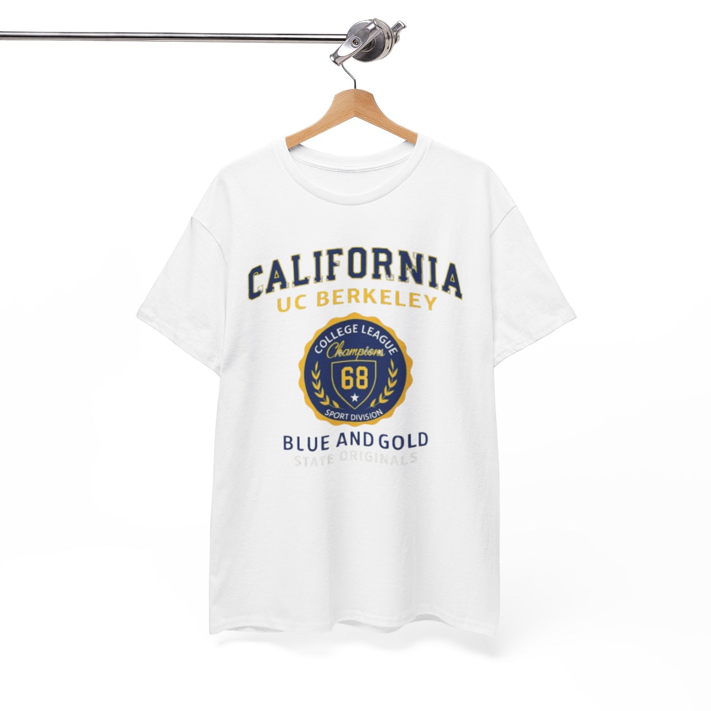 California College League Heavy Cotton T-Shirt – Vintage State Design for Students, Alumni and Game Day Events