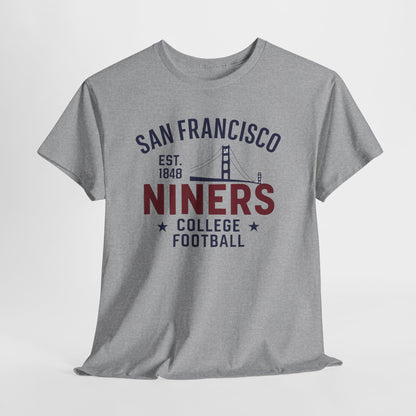 San Francisco Niners Football Tee, Unisex Cotton T-Shirt, Vintage College Style, Game Day Shirt, Sports Fan Apparel, Gift for Him/Her