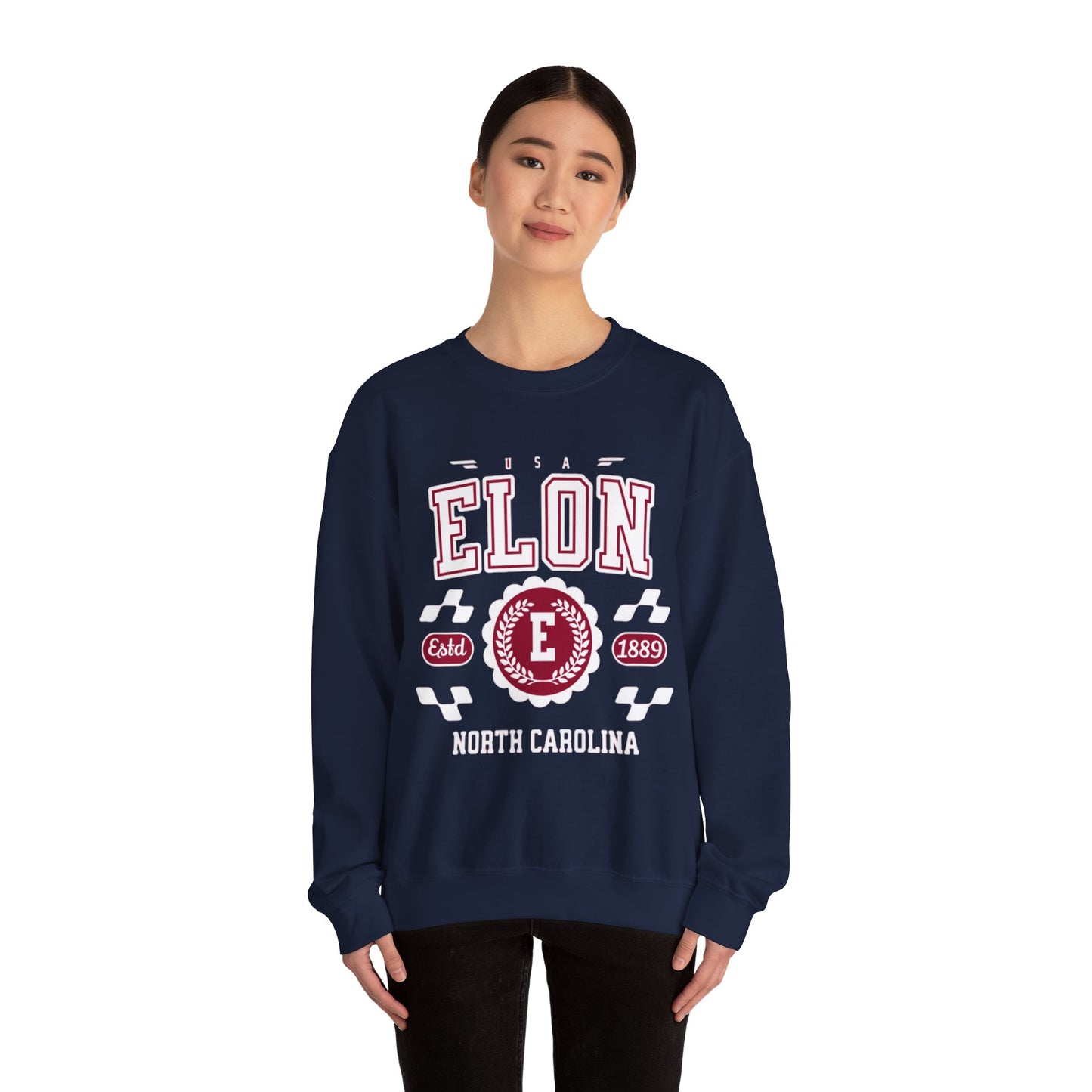 Vintage Elon North Carolina NC Athletic Sports Design varsity pullover sweater Crewneck Sweatshirt