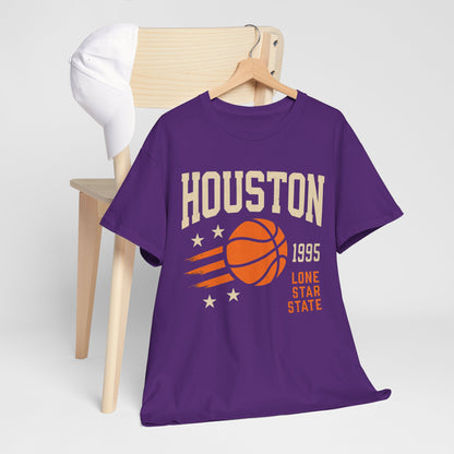 Houston Basketball Vintage Unisex Heavy Cotton Tee, Sports T-Shirt, Gift for Him, College Gear, Retro Style, Casual Wear