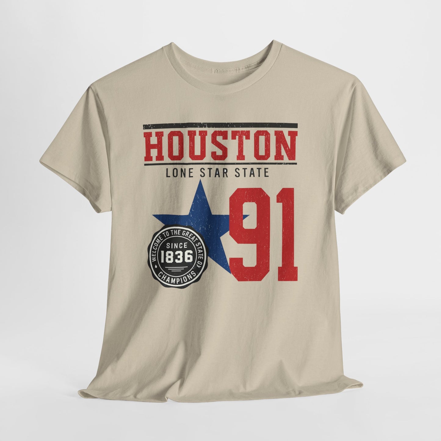 Houston Lone Star State Tee - Unisex Heavy Cotton Shirt, Casual Wear, Gift for Texans, Travel Souvenir, College Spirit