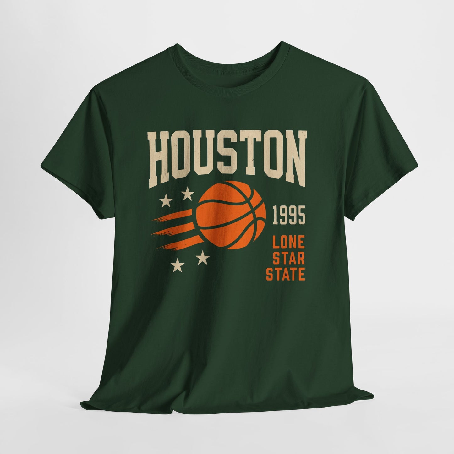 Houston Basketball Vintage Unisex Heavy Cotton Tee, Sports T-Shirt, Gift for Him, College Gear, Retro Style, Casual Wear