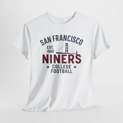 San Francisco Niners Football Tee, Unisex Cotton T-Shirt, Vintage College Style, Game Day Shirt, Sports Fan Apparel, Gift for Him/Her