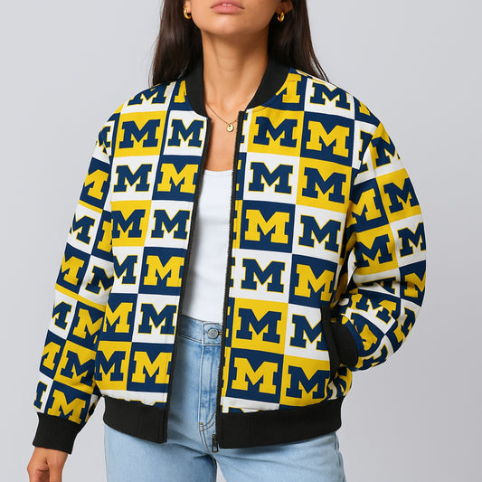 Michigan Wolverines Fleece Bomber Jacket – College Football Streetwear Style