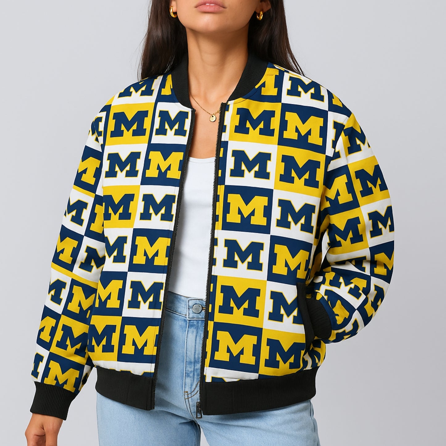 Michigan Wolverines Fleece Bomber Jacket – College Football Streetwear Style