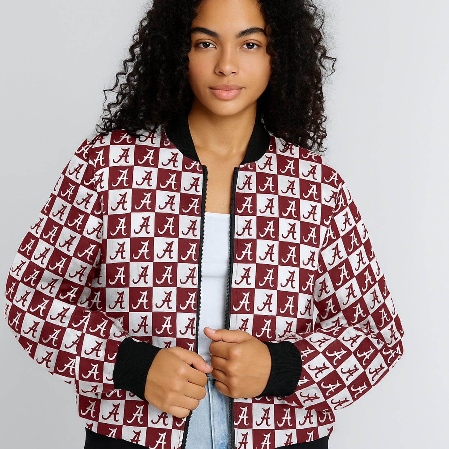 Alabama Crimson Tide Fleece Bomber Jacket – College Football Streetwear Style