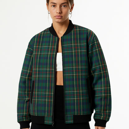 Scott Green – green with blue and black checks tartan Fleece Bomber Jacket