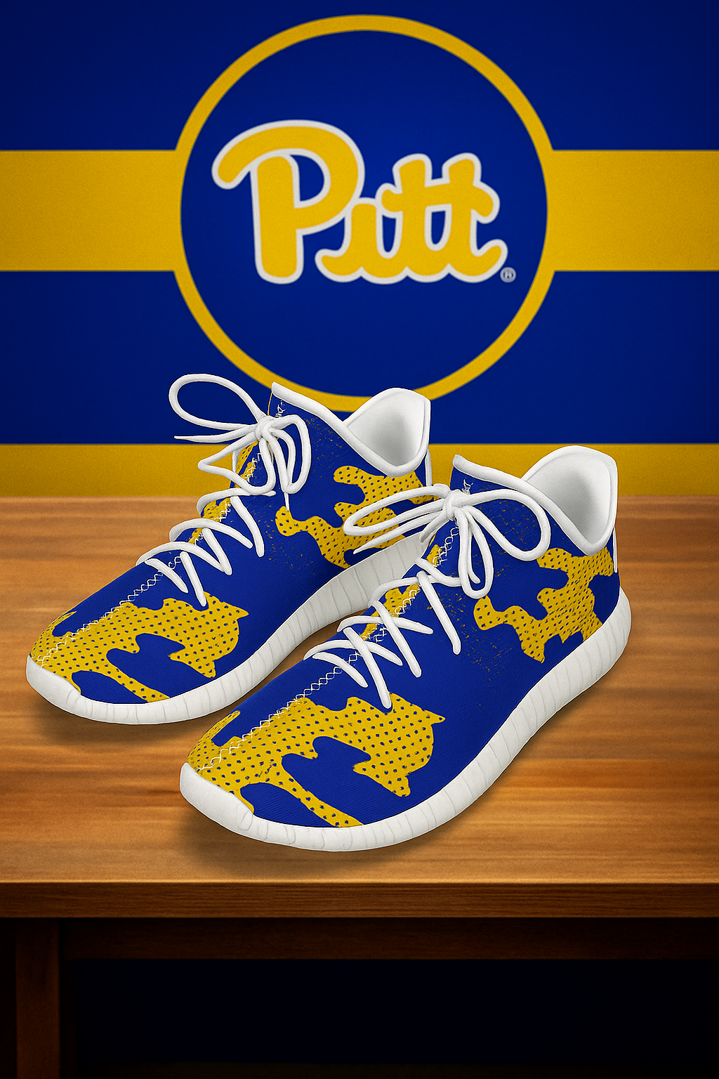 Urban Legend Pittsburgh Panthers Royal Blue Gold White Camo Coconut Sneakers Shoes