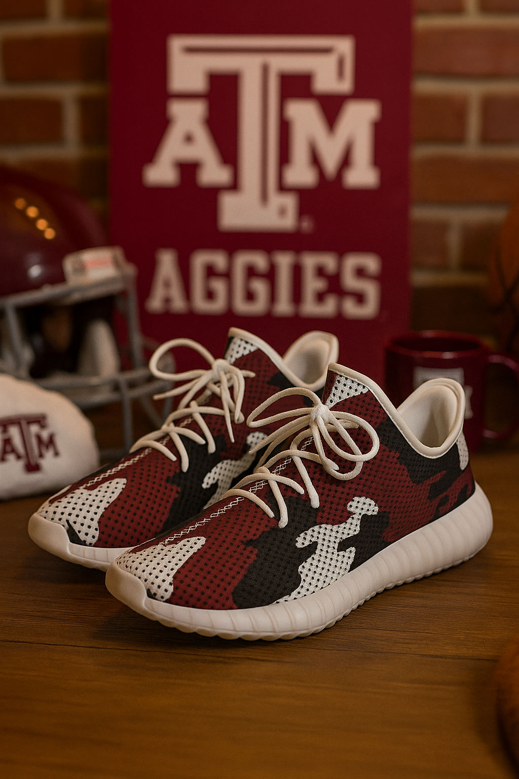 Urban Legend Texas A&M Aggies Maroon White Gray Camo Coconut Sneakers Shoes