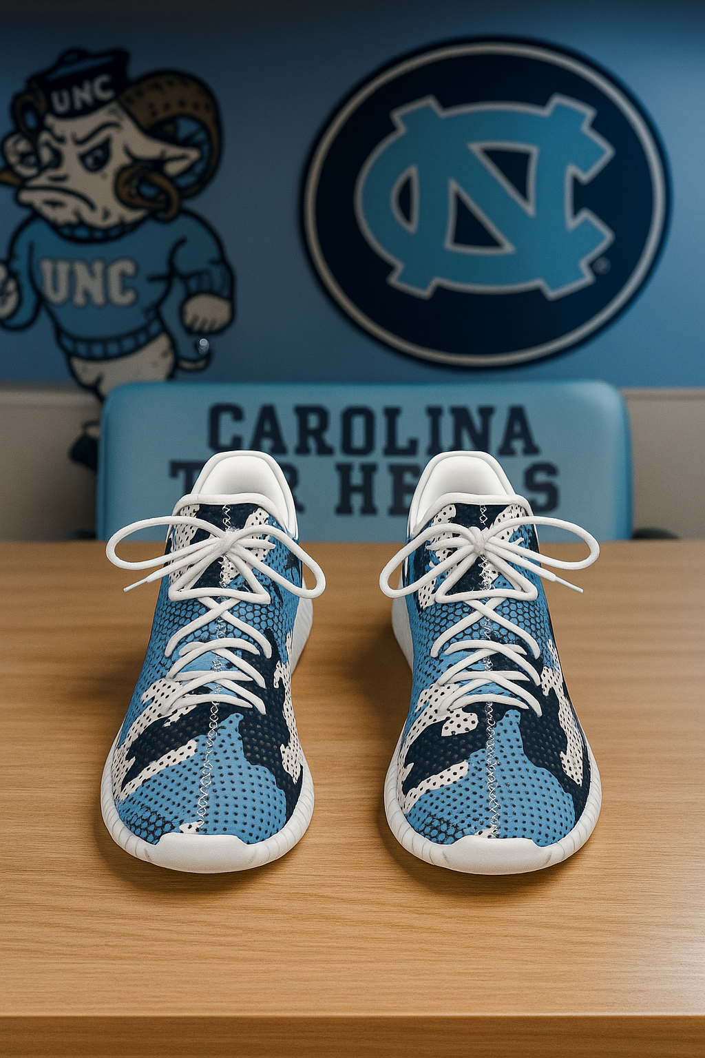 Urban Legend North Carolina Chapel Hill Tar Heels Carolina Blue White Gray Camo Coconut Sneakers Sho