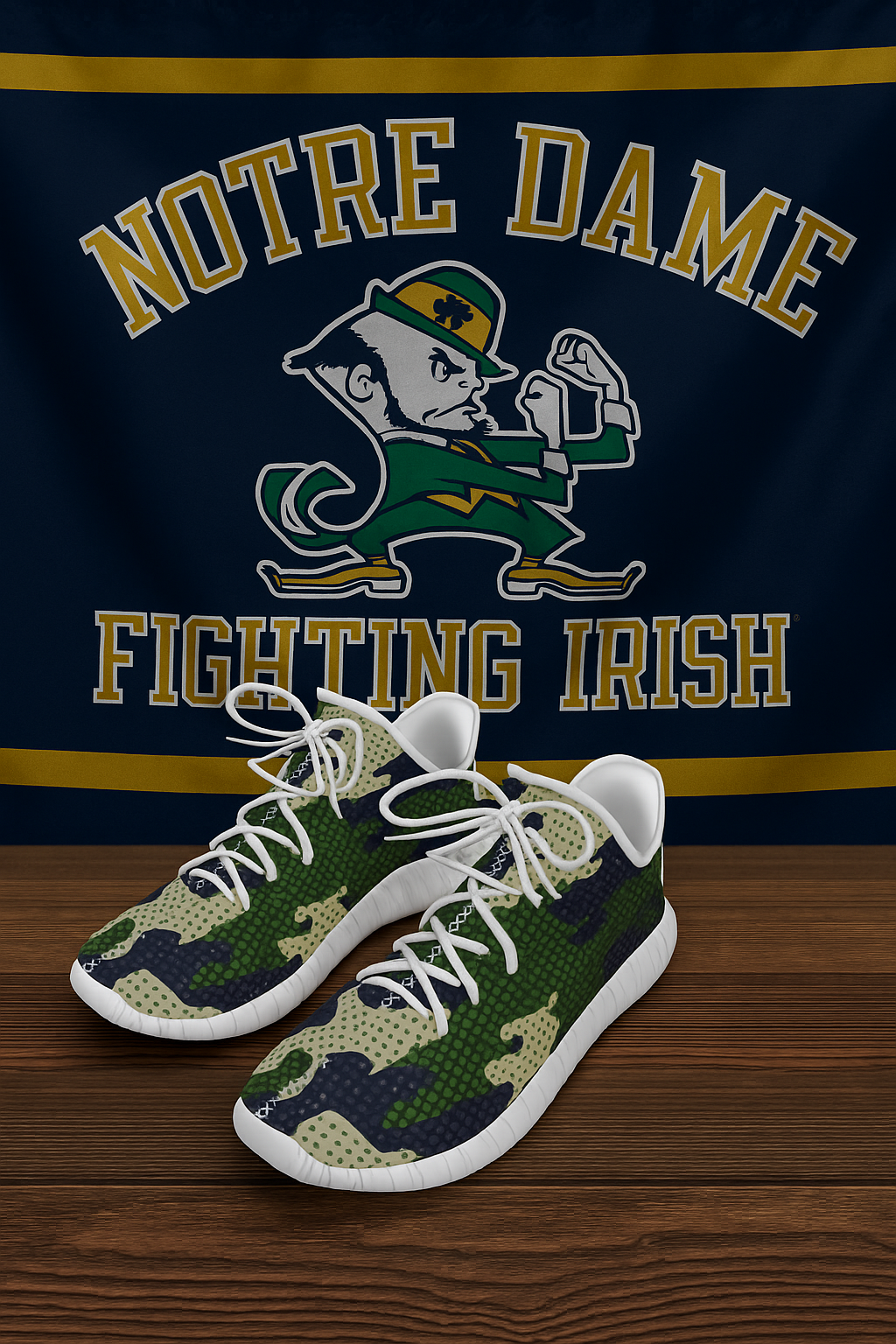 Urban Legend Notre Dame Fighting Irish Navy Gold White Camo Coconut Sneakers Shoes