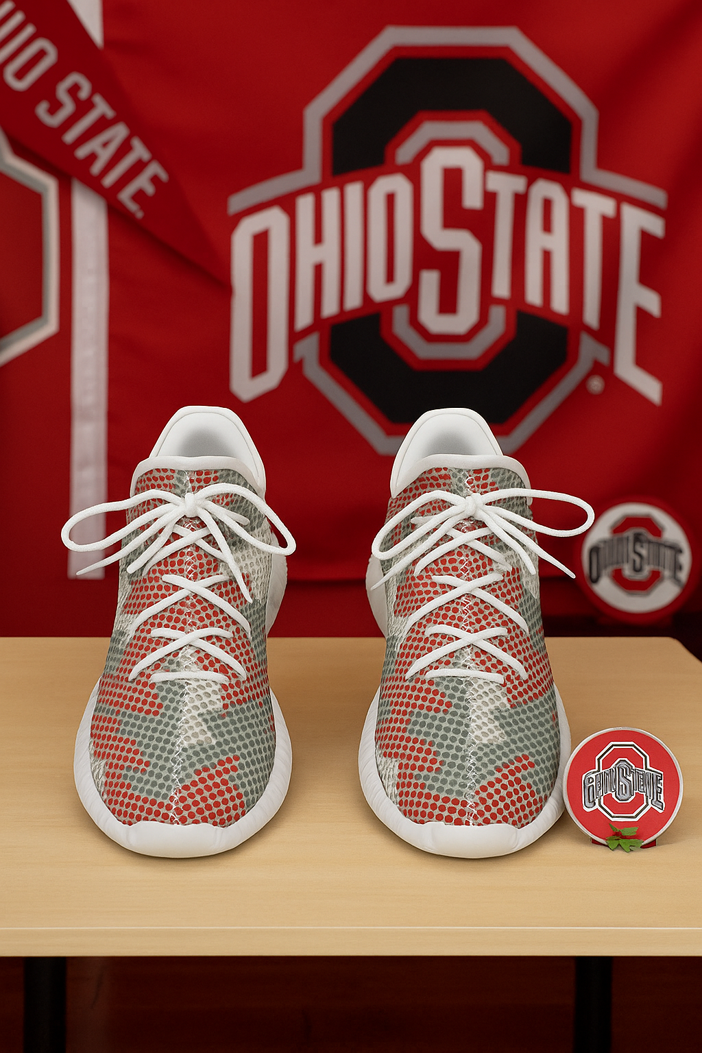 Urban Legend Ohio State Buckeyes Scarlet Gray White Camo Coconut Sneakers Shoes