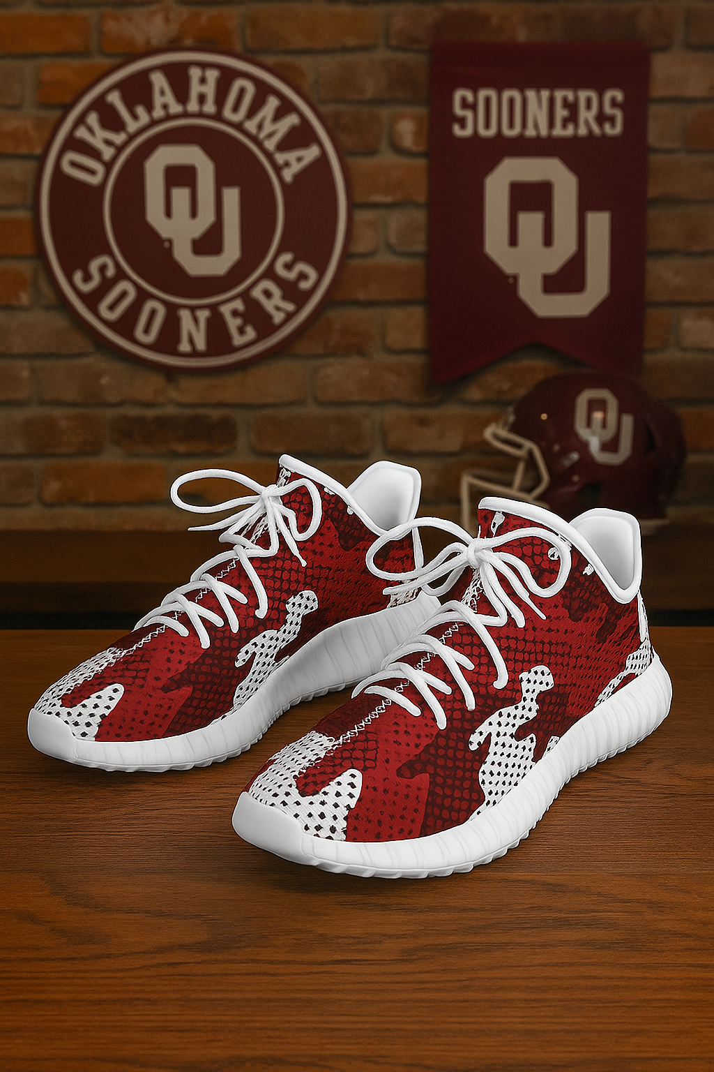 Urban Legend Oklahoma Sooners Crimson Cream White Camo Coconut Sneakers Shoes