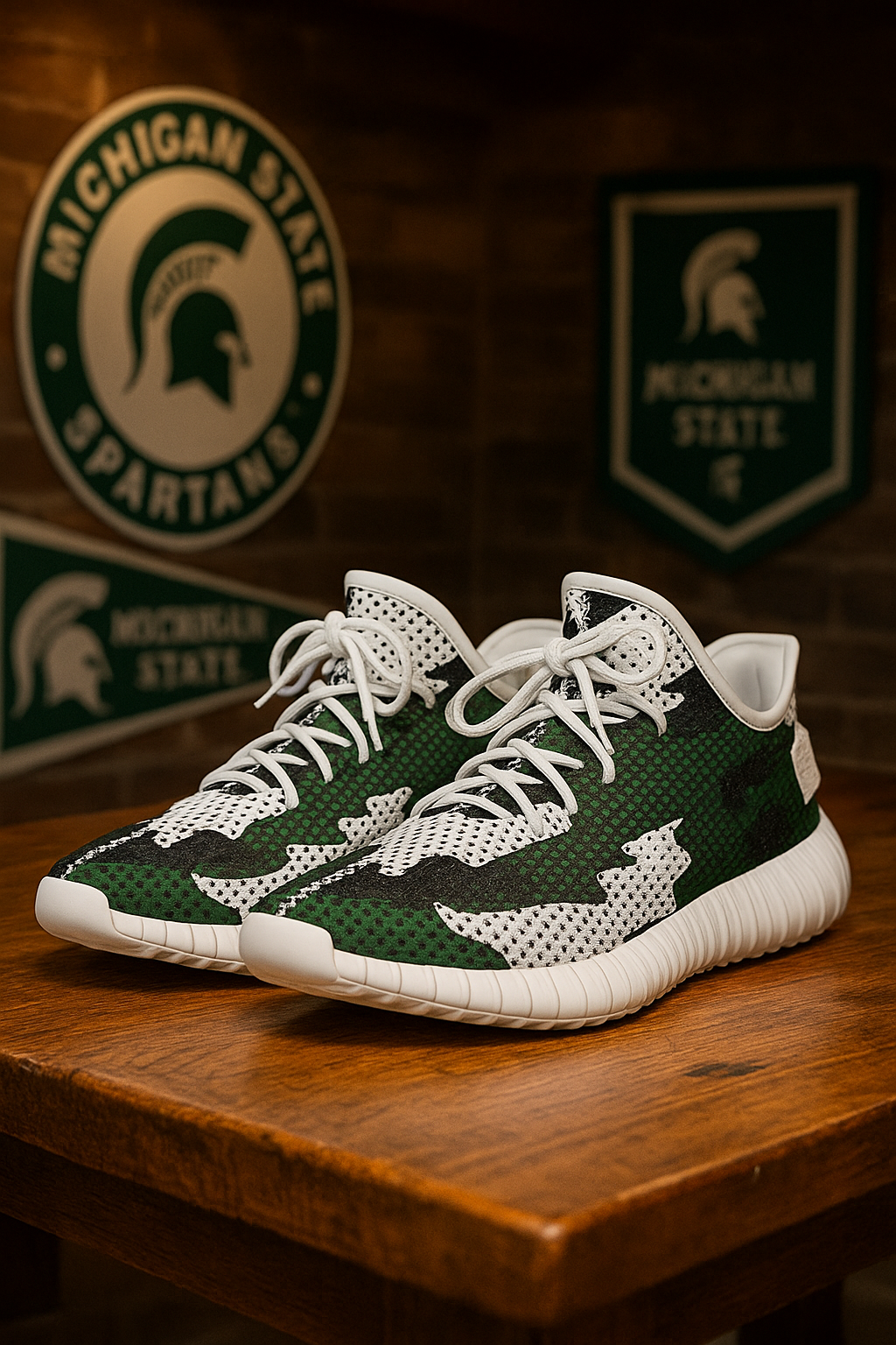 Urban Legend Michigan State Spartans Green White Gray Camo Coconut Sneakers Shoes
