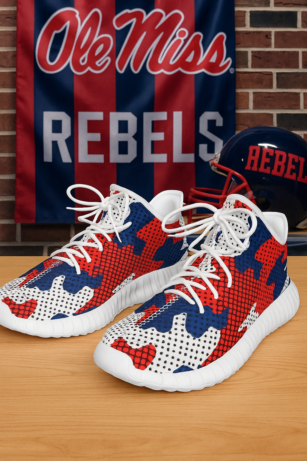 Urban Legend Mississippi Ole Miss Rebels Red Navy White Camo Men's Coconut Sneakers Shoes