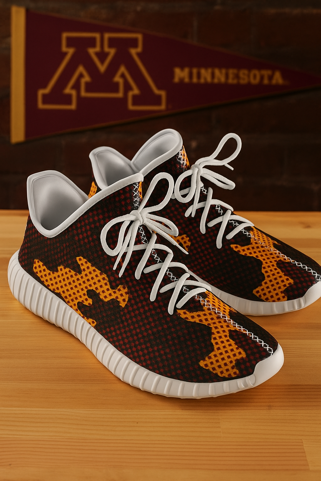 Urban Legend Minnesota Golden Gophers Maroon Gold White Camo Coconut Sneakers Shoes