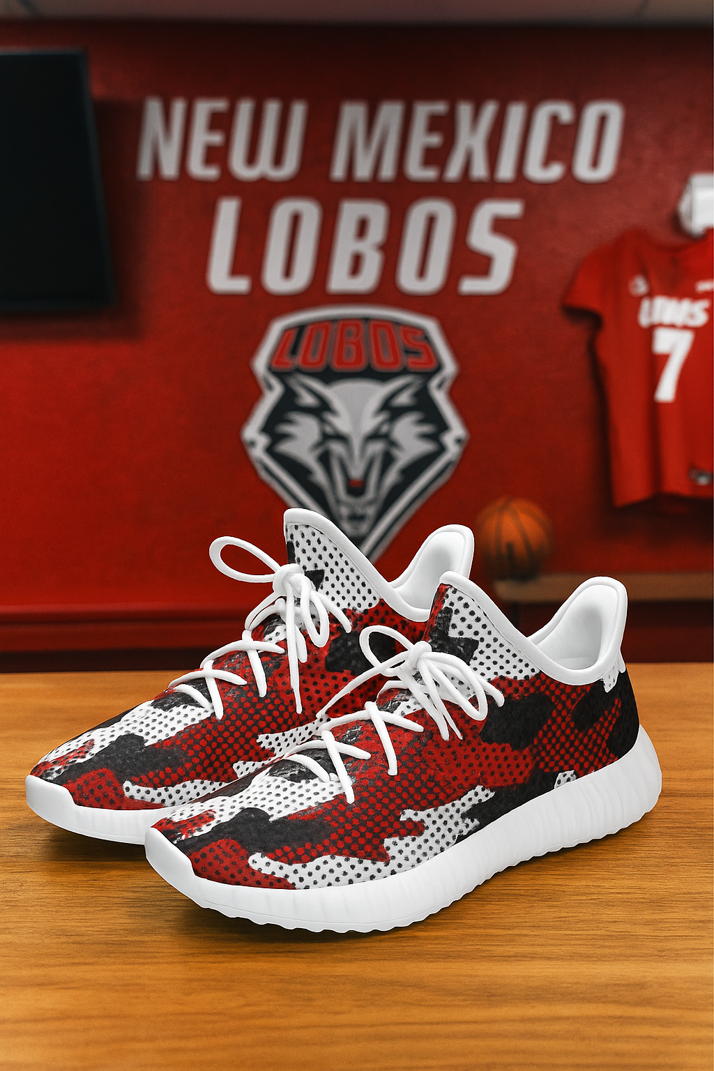 Urban Legend New Mexico Lobos Red Silver White Camo Coconut Sneakers Shoes