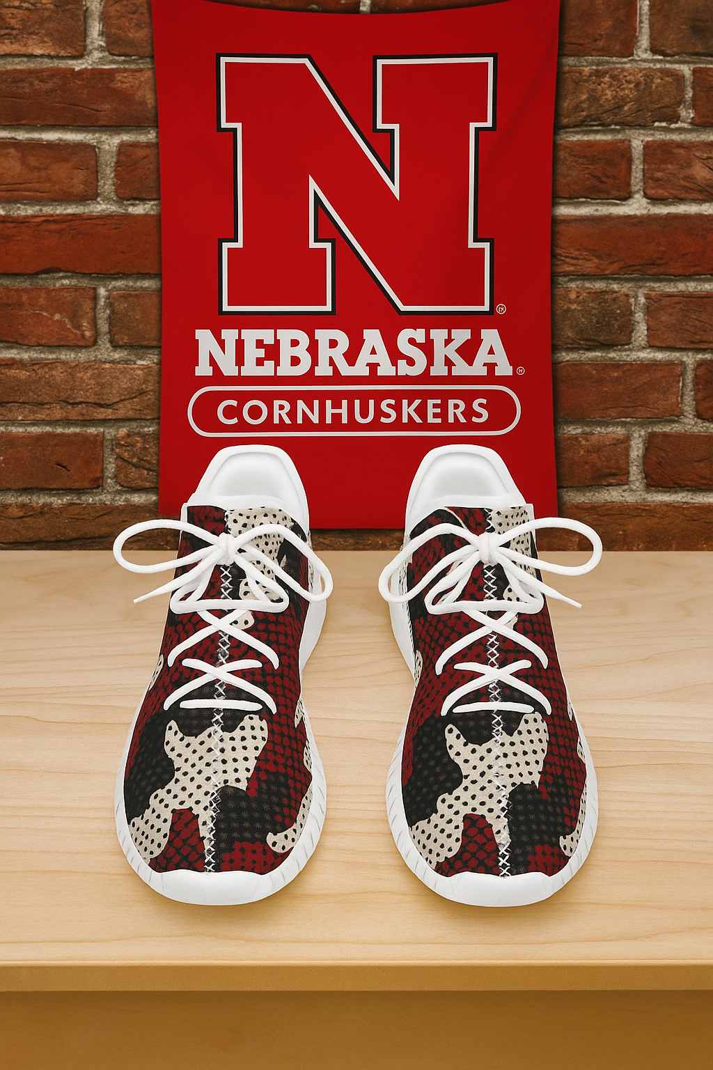Urban Legend Nebraska Lincoln Cornhuskers Red White Black Camo Coconut Sneakers Shoes