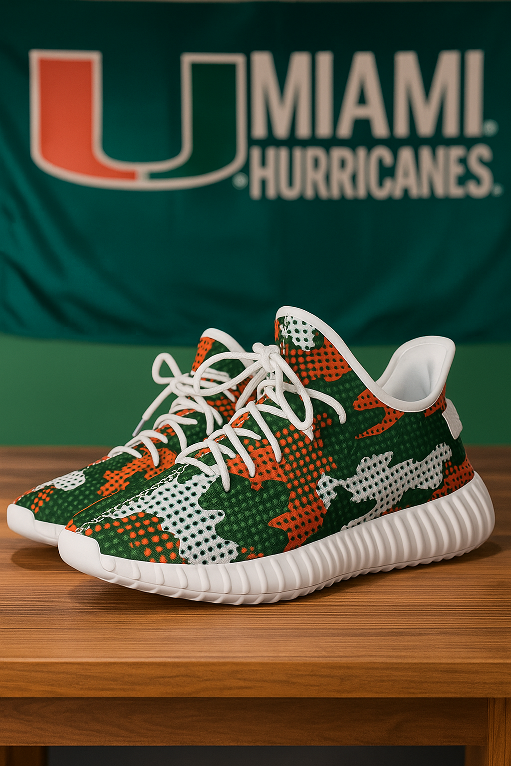 Urban Legend Miami Hurricanes Orange Green White Camo Coconut Sneakers Shoes