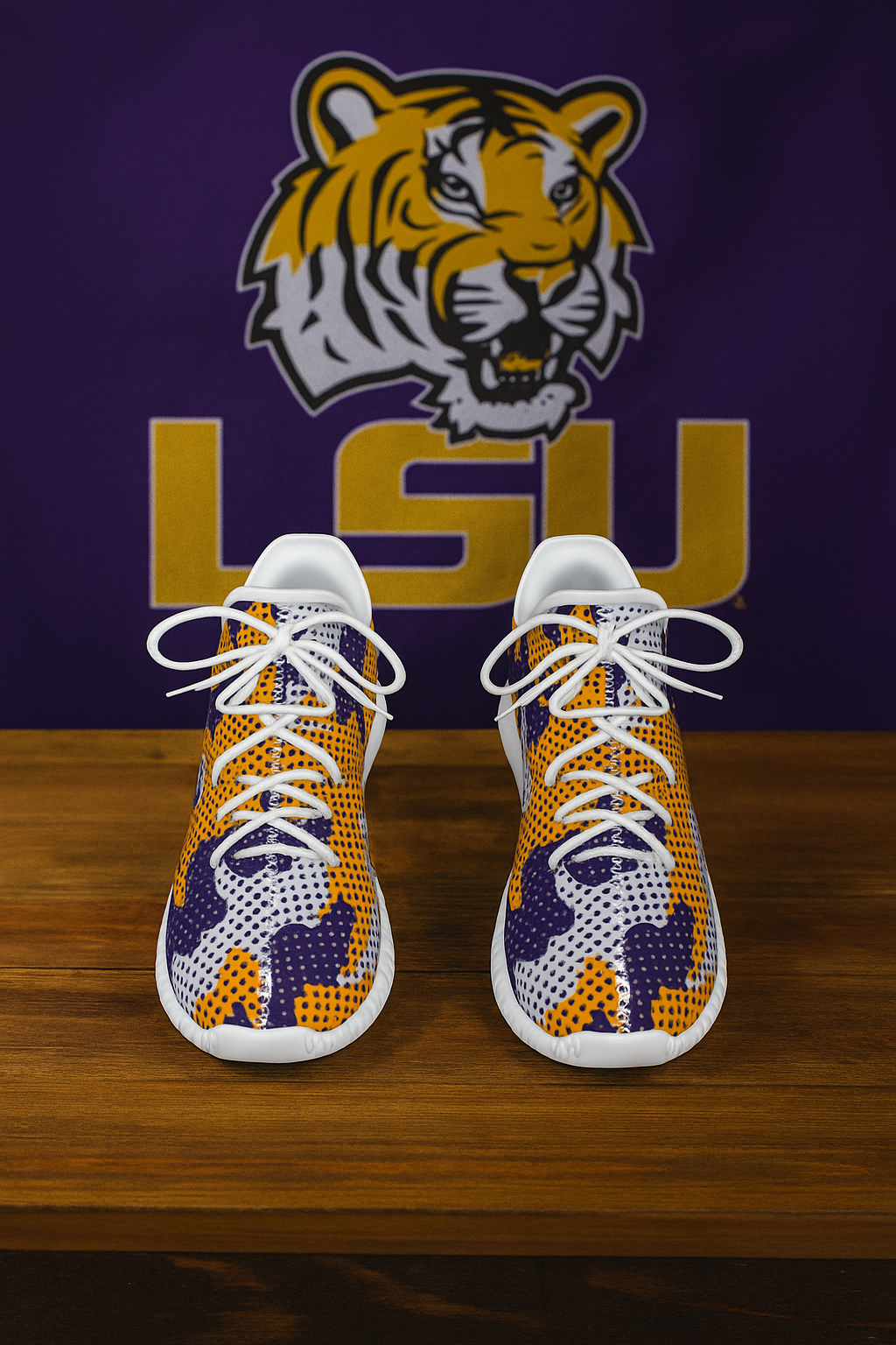 Urban Legend Louisiana State University Tigers Purple Gold White Camo Coconut Sneakers Shoes