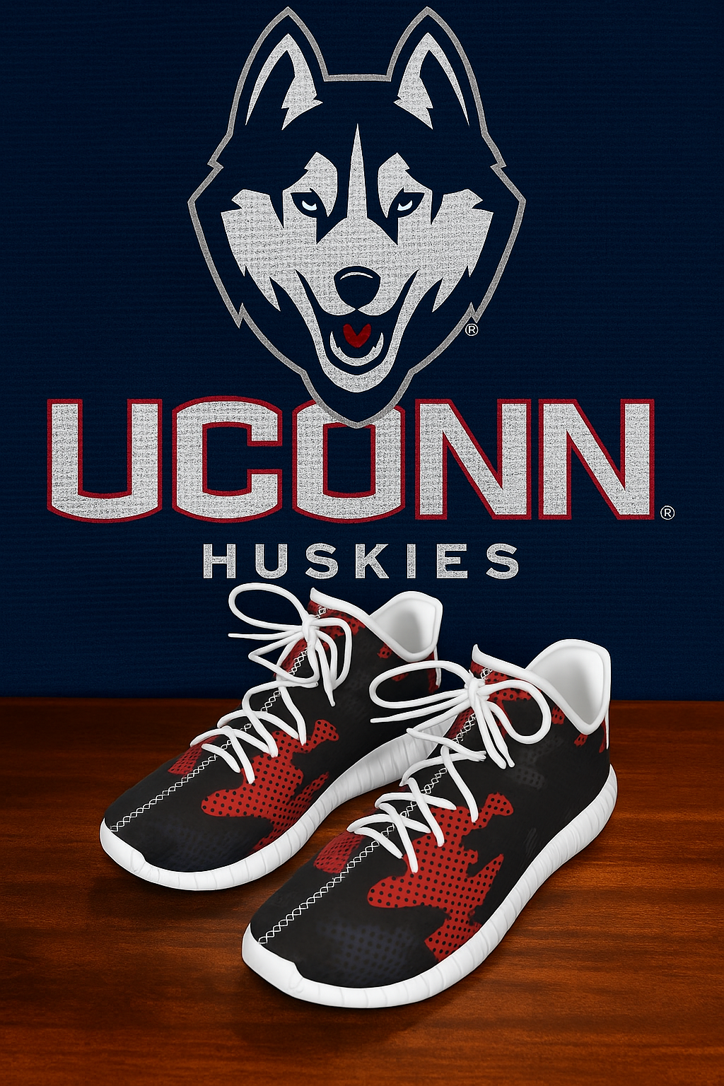 Urban Legend Connecticut Huskies Navy White Gray Camo Coconut Sneakers Shoes