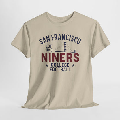 San Francisco Niners Football Tee, Unisex Cotton T-Shirt, Vintage College Style, Game Day Shirt, Sports Fan Apparel, Gift for Him/Her