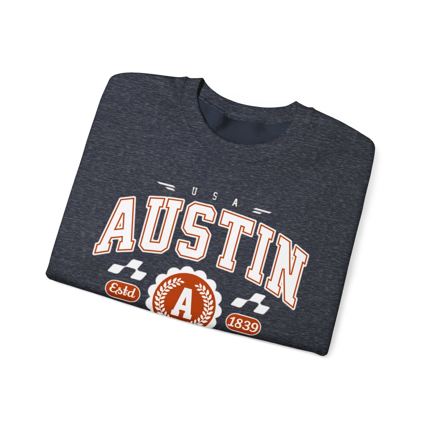 East 1839 Austin Texas TX Vintage Athletic Sports Design Pullover Crewneck Sweatshirt