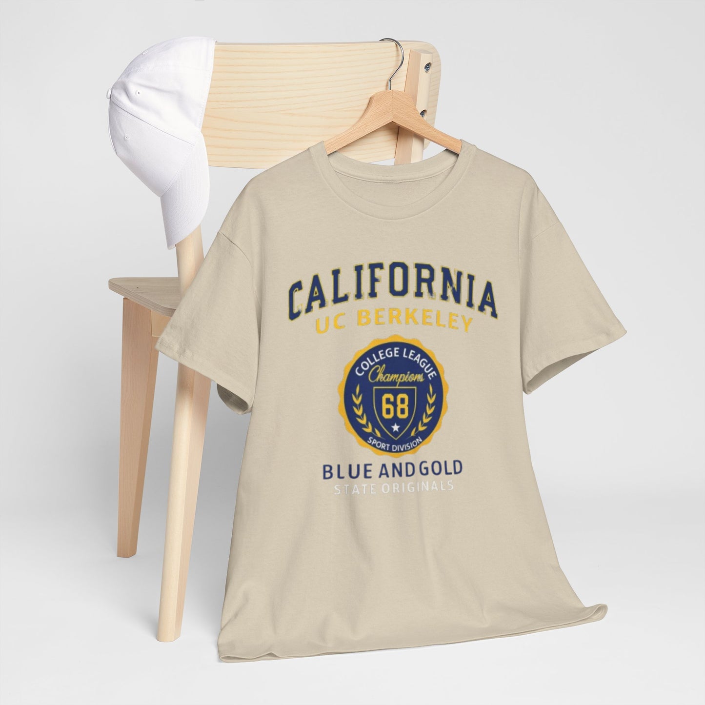 California College League Heavy Cotton T-Shirt – Vintage State Design for Students, Alumni and Game Day Events