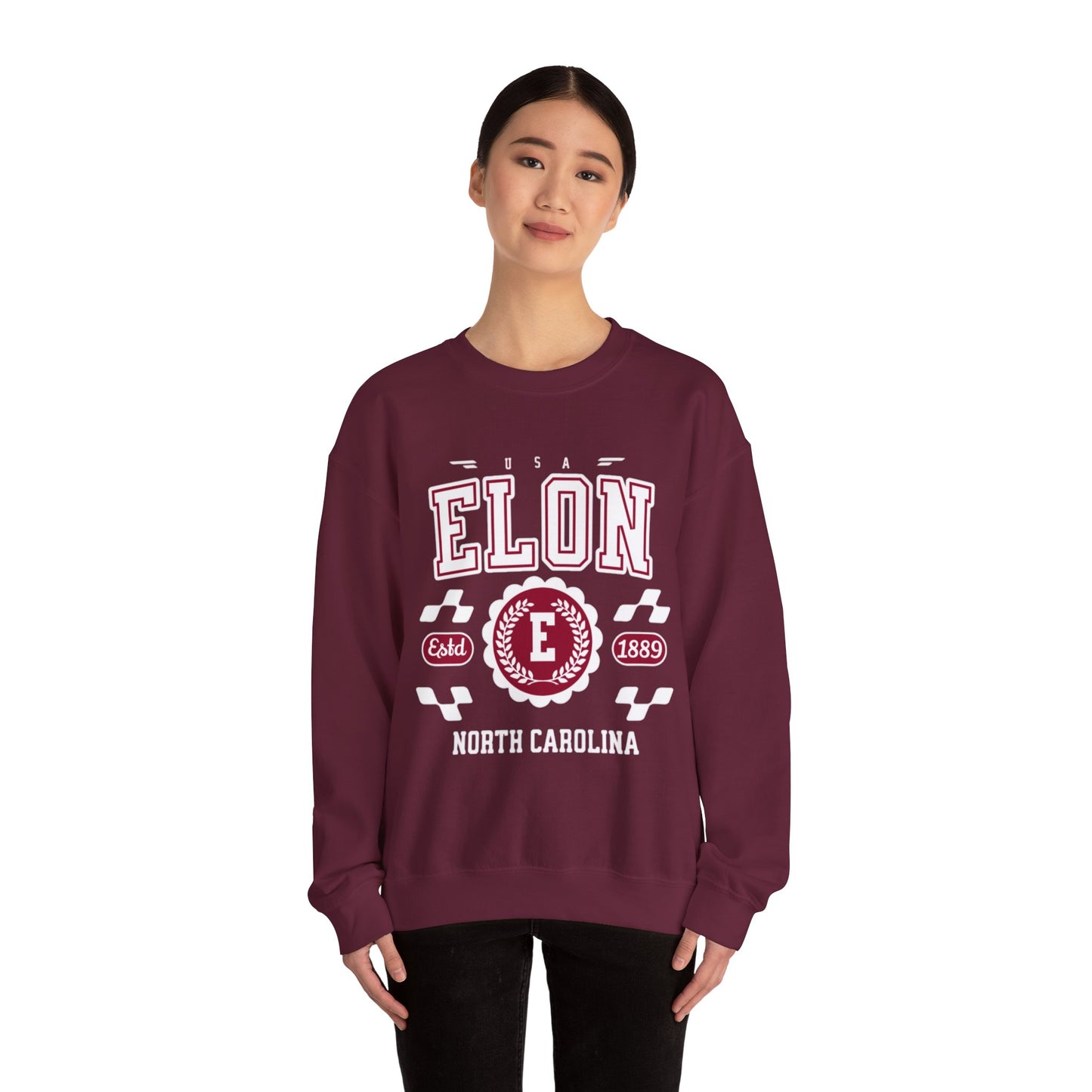 Vintage Elon North Carolina NC Athletic Sports Design varsity pullover sweater Crewneck Sweatshirt
