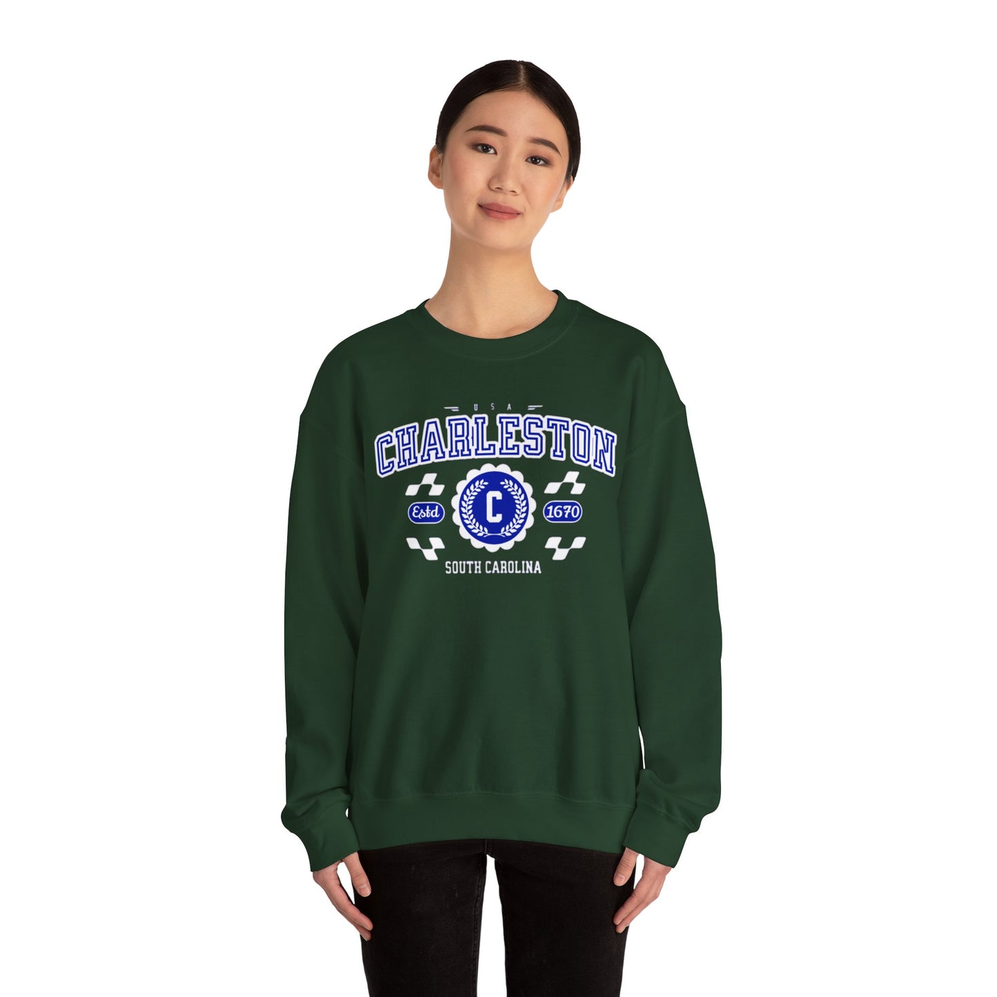 Vintage Charleston South Carolina SC Athletic Sports Design Crewneck Sweatshirt