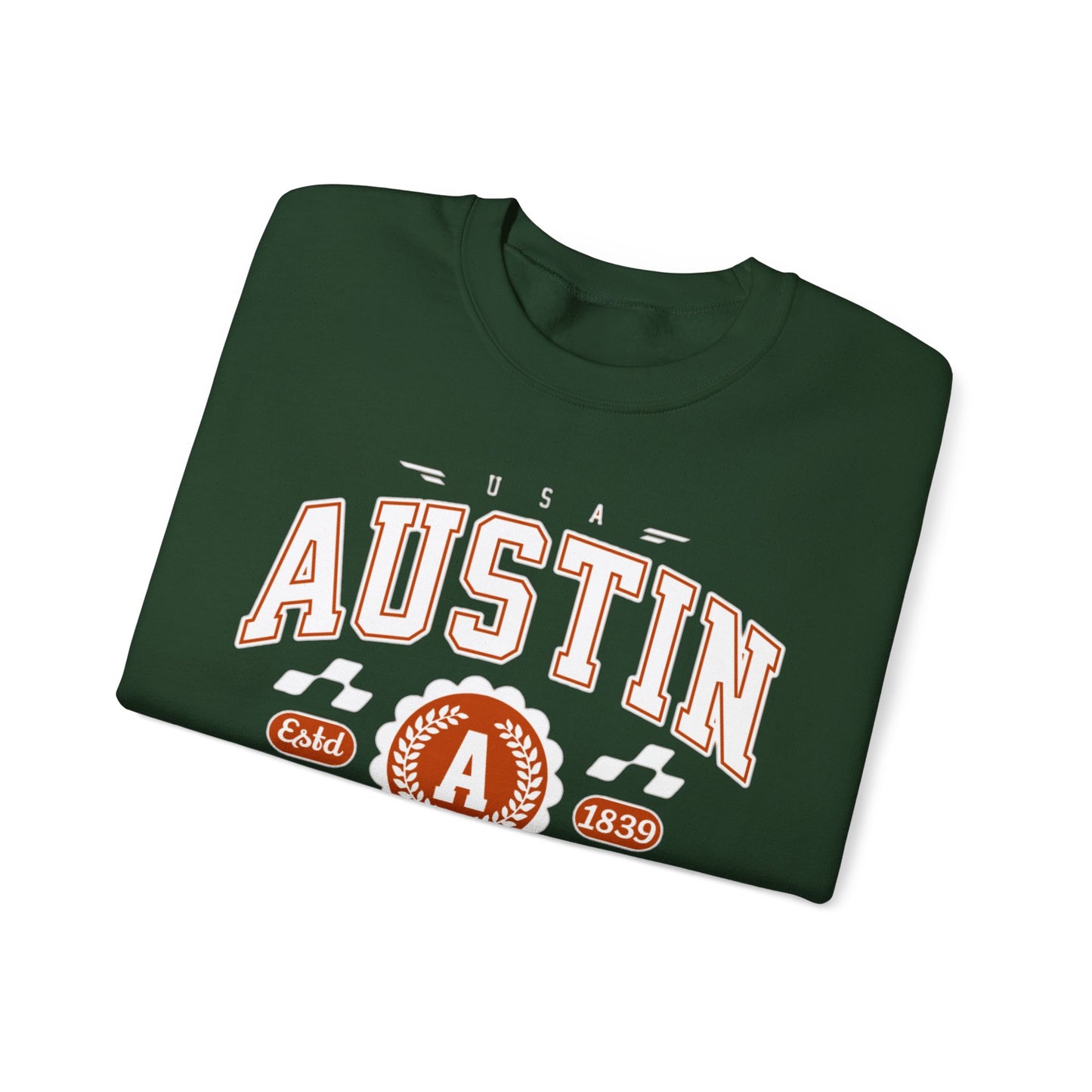 East 1839 Austin Texas TX Vintage Athletic Sports Design Pullover Crewneck Sweatshirt